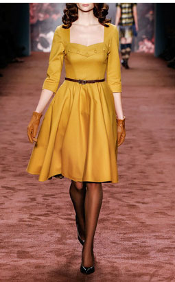 Lena Hoschek dresses - Mustard Sweetheart Dress $590